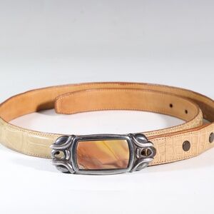 Western Belt Buckle E.RAND 1992 Sterling Silver Leather Belt